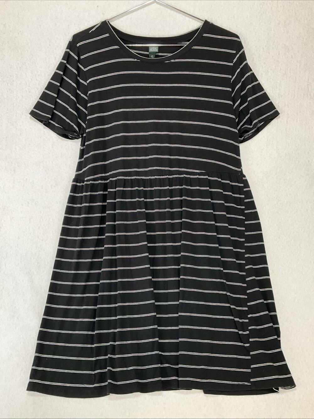 Wild Fable Dress Womens M Black White Striped Babydoll T-Shirt Short Sleeve Mini
